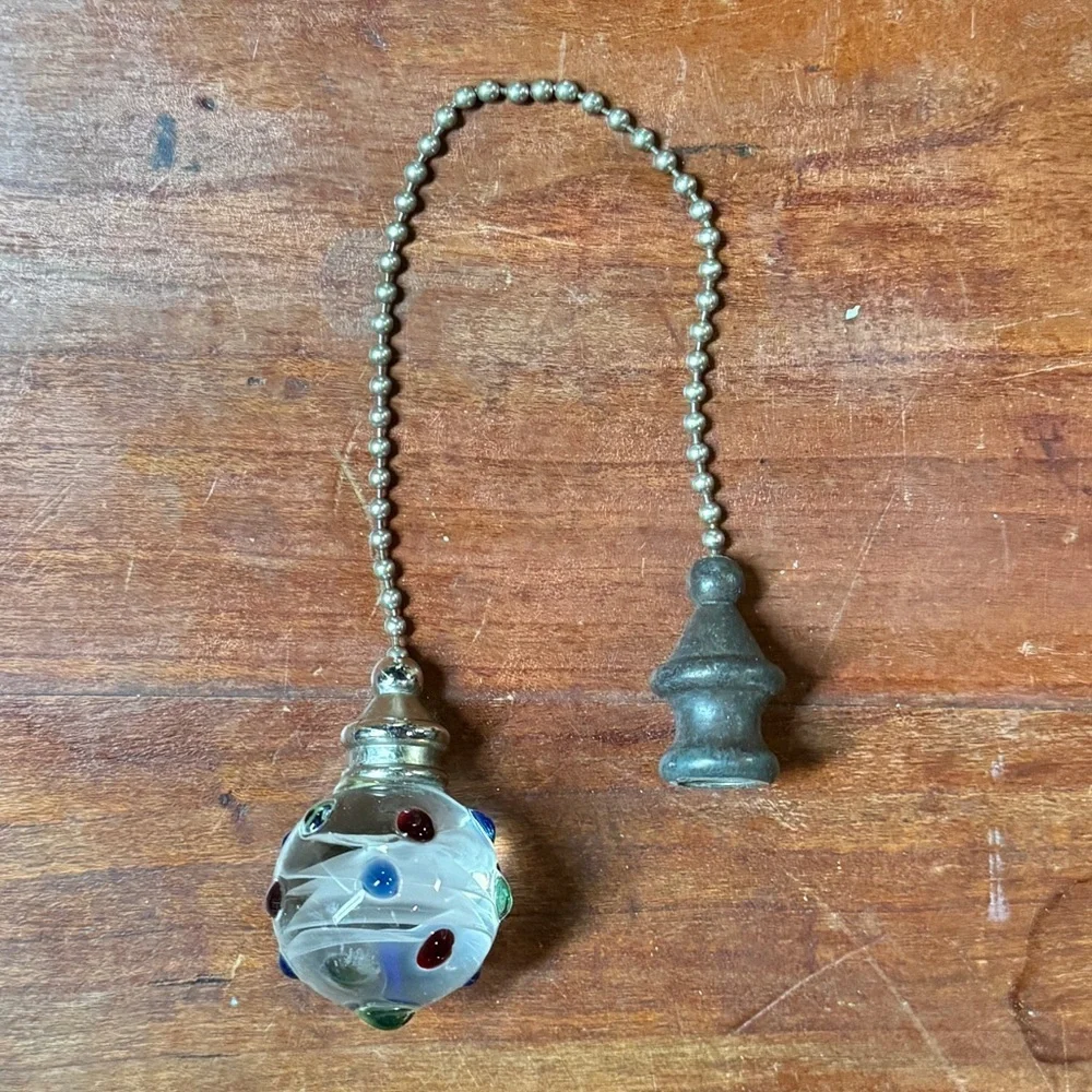 Multicolor Dotted Decorative Glass Orb Pull Chain for Ceiling Fans and Lights